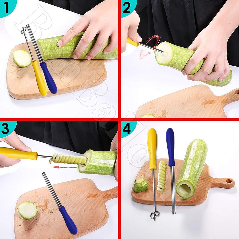 bonballoon 2 قطعة من مثقاب الكوسا والخيار من الفولاذ المقاوم للصدأ لإزالة لب الخضروات أدوات إزالة البذور 10 بوصة - Image 5
